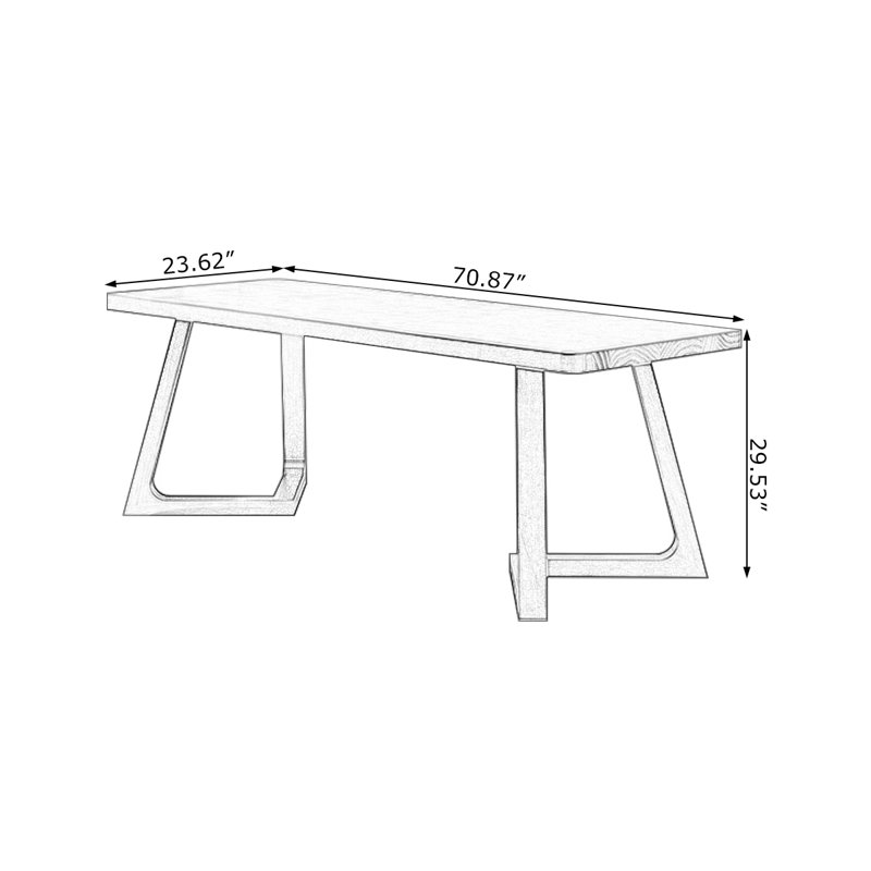 Bureau rectangulaire en bois massif noyer, H 29,53 po x l 70,87 po x P 23,62 po