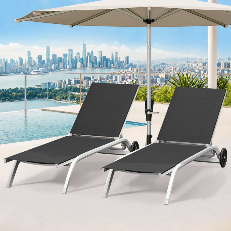 Chaise longue d'extérieur, Noir