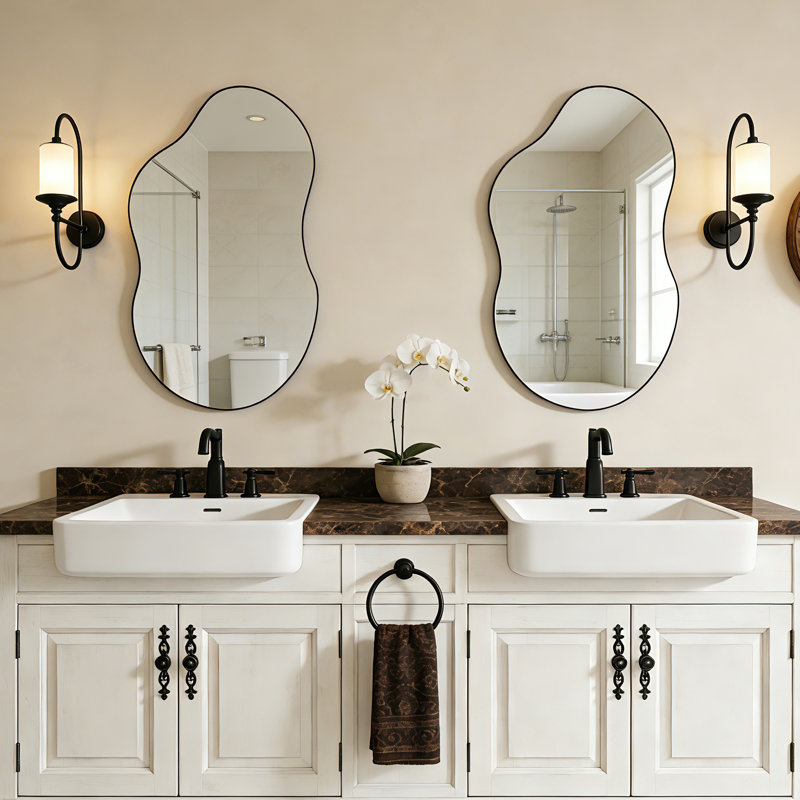 Asymmetrical Wall Mirrors Set of 2, 110cm H x 54.5cm W