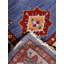 Tapis d'intérieur rectangulaire oriental fait main en soie et laine bleues et blanches, noué à la main-819146341