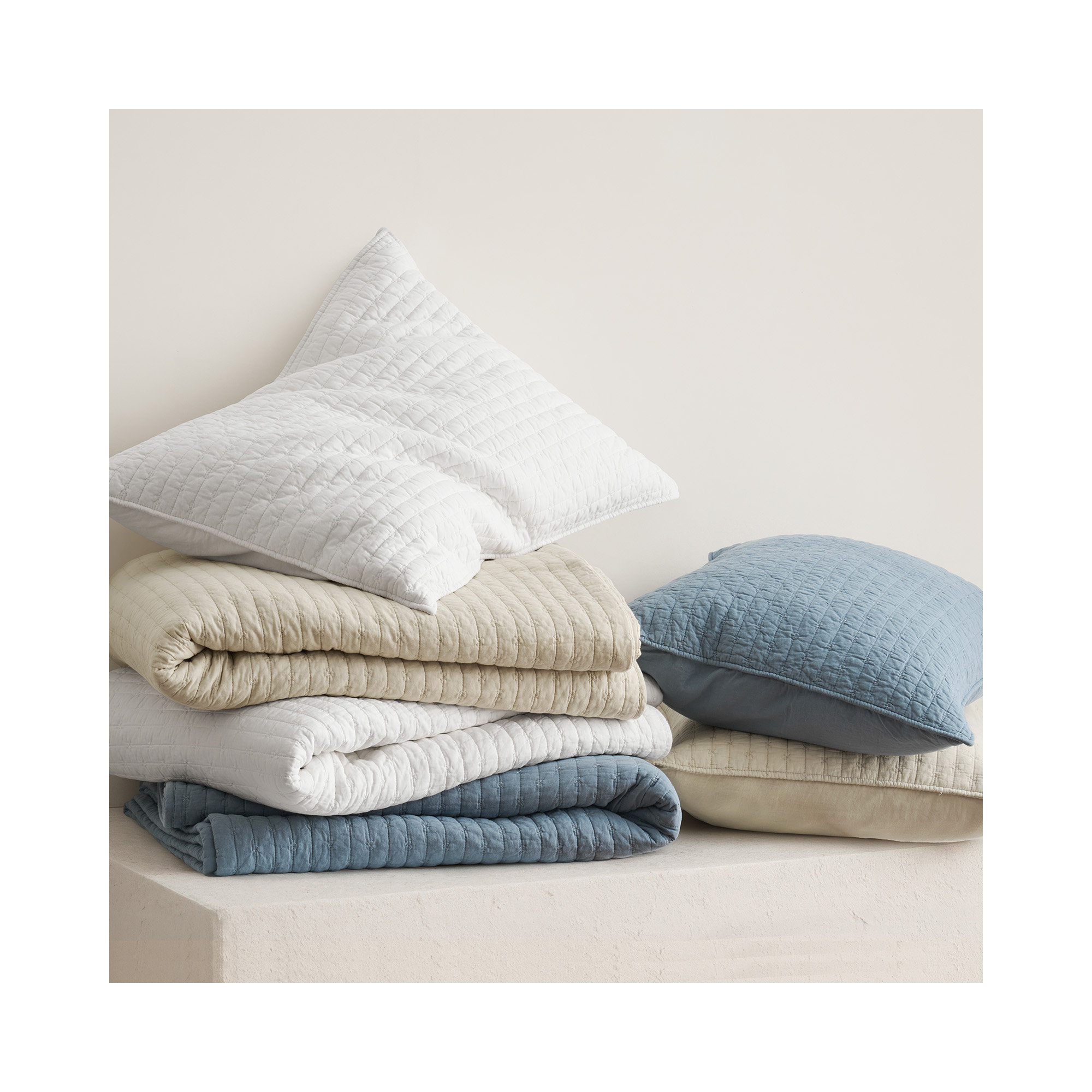 Cross Stitch Cotton Quilt set, Bright White, King