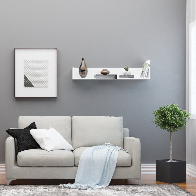 Tablette décorative avec tablettes réglables Abdelrahmane, Blanc