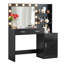 Bureau de coiffeuse avec miroir à DEL, 2 grands tiroirs et grand organisateur vertical-1200192999