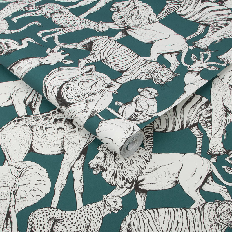 Superfresco Easy Jungle Animals Wallpaper, Green 