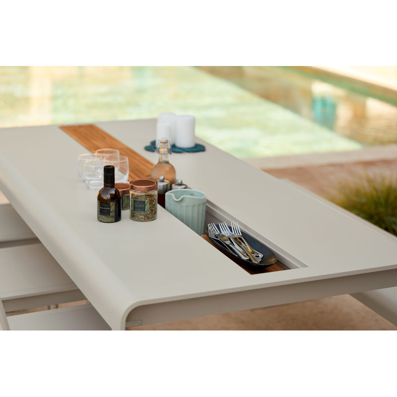 Bellevie Outdoor Teak Dining Table, Acapulco Blue