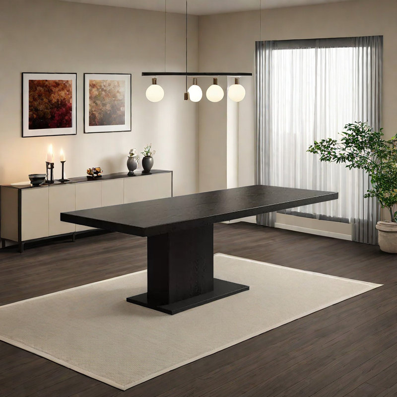 Ash Solid Wood Top Dining Table, 27.55" W x 62.99" L