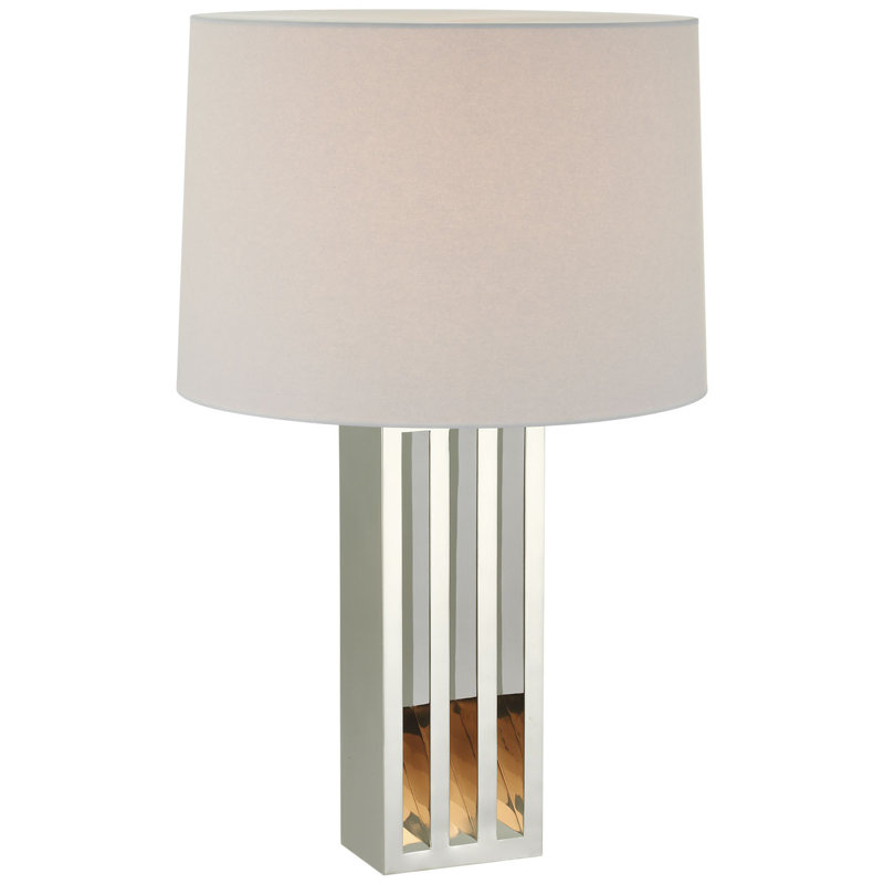 Ralph Lauren Penrose 29" Table Lamp in Polished Nickel with White Paper Shade, Silver