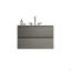 Meuble-lavabo mural gris de 30 po avec lavabo en céramique et trois trous de robinet, grand meuble-lavabo flottant de rangement pour salle de bain moderne, pré-assemblé