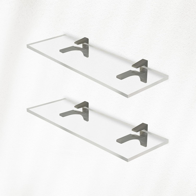 Comberton Acrylic Bracket Shelf, Brushed Nickel
