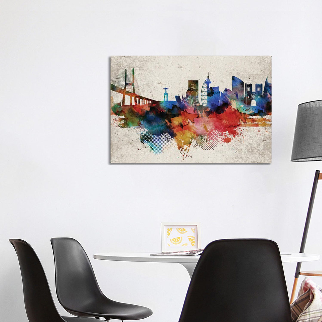 Leinwandbild Lisbon Abstract Skyline von WallDecorAddict