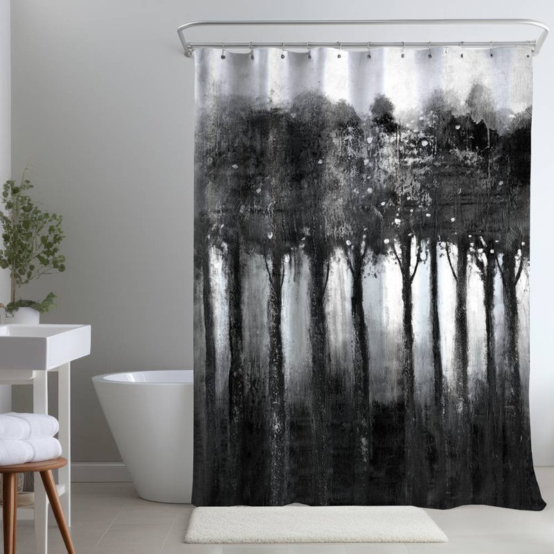 Shower Curtain LA12 – Polyester Shower Curtain, Dye Sublimation Print, 71" W × 74" L, Gray