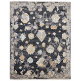 Timeless Fusion Hand Knotted Wool Abstract Area Rug in Black