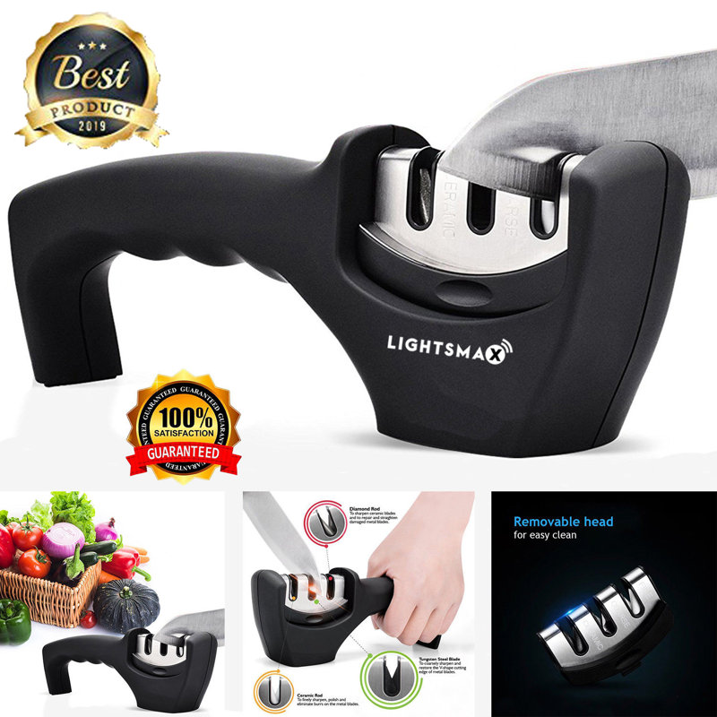 LIGHTSMAX Manual Knife Sharpener with 3-Stages LIGHTSMAX Manual Knife Sharpener with 3-Stages