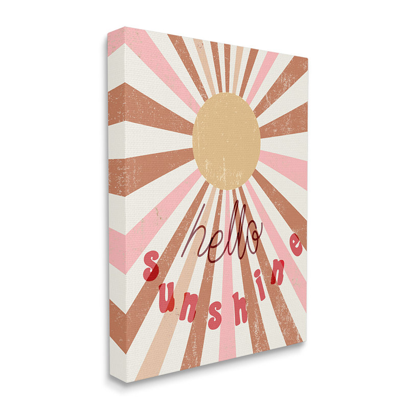 «Hello Sunshine Expression Light Bursts Pink Red» par Daphne Polselli - impression d'art graphique, Toile tendue