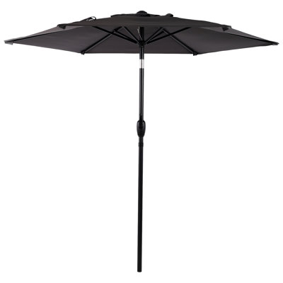 7.5 FT Patio Umbrella, Outdoor Market Yard Umbrella, Sun Shade Umbrella with Push Button Tilt and Crank Mechanism for Garden, Deck, Pool and Backyard, Not Include Umbrella Base, Grey