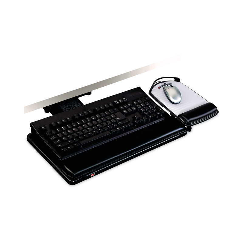Black Adjustable Keyboard Tray with Gel Wrist Pad