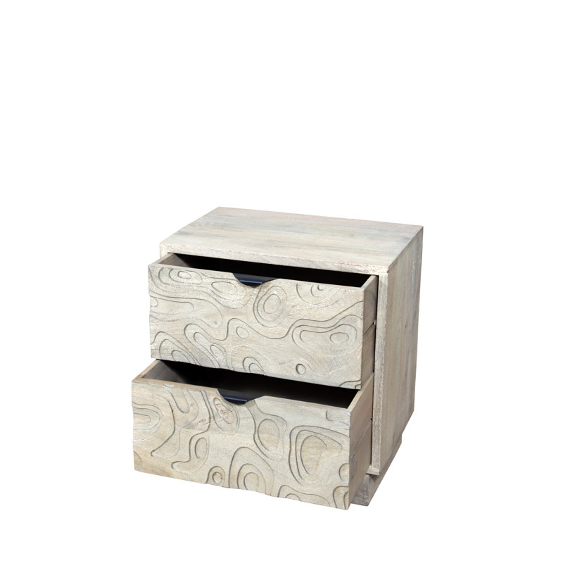 Table de chevet 2 tiroirs, Blanc