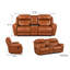 Canapé inclinable électrique deux places en cuir véritable, couleur caramel-1256115991