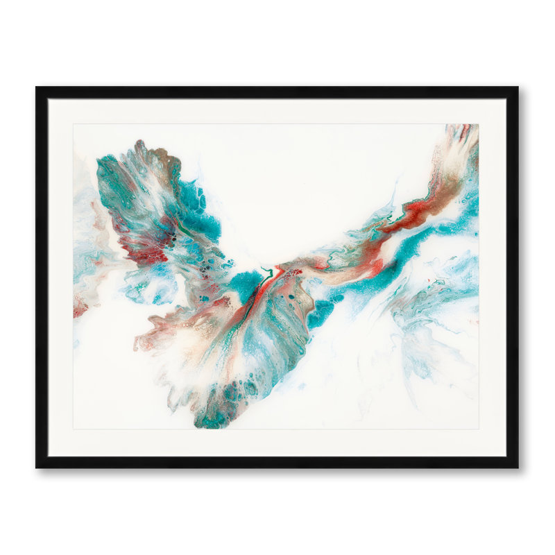 Teal Expressions One Print by Carla White, Black Framed Paper, 24" H x 30" W