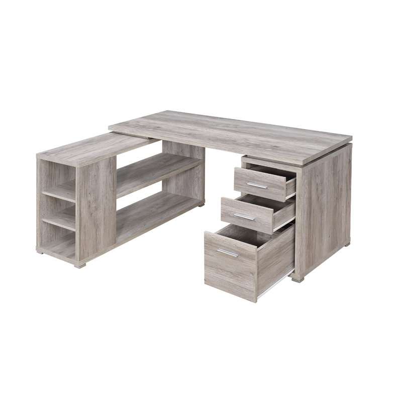 L-Shape Home Office Computer Desk, Gray Driftwood, 29.5" H x 60" W x 47.25" D
