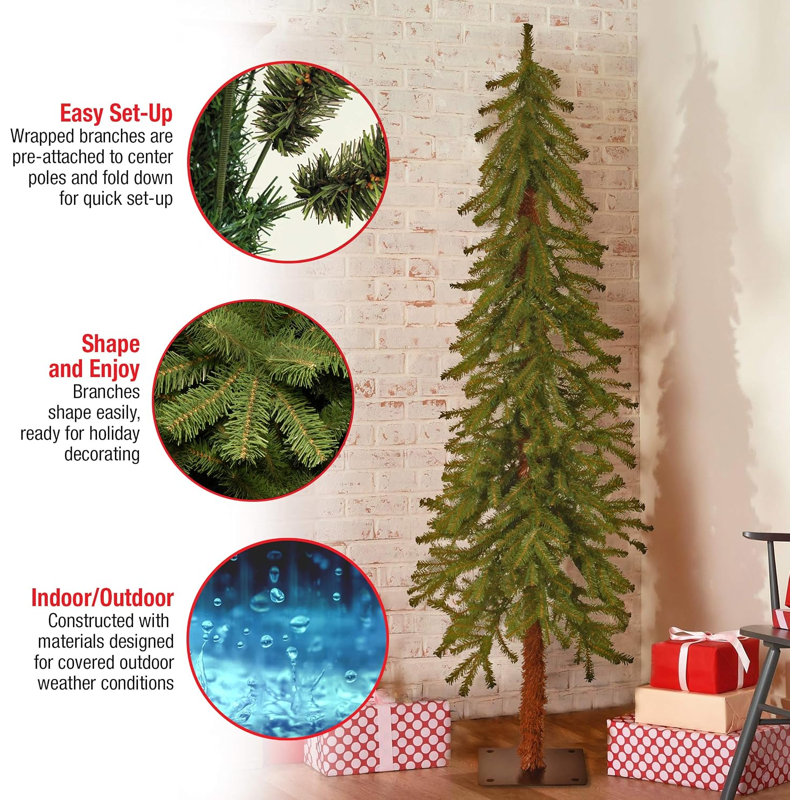 Sapin de Noël artificiel en cèdre et hickory de 1,5 m (5 pi) non illuminé, avec 371 branches et un support en métal