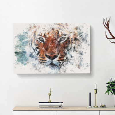 Tiger In The Blue - Wrapped Canvas Print