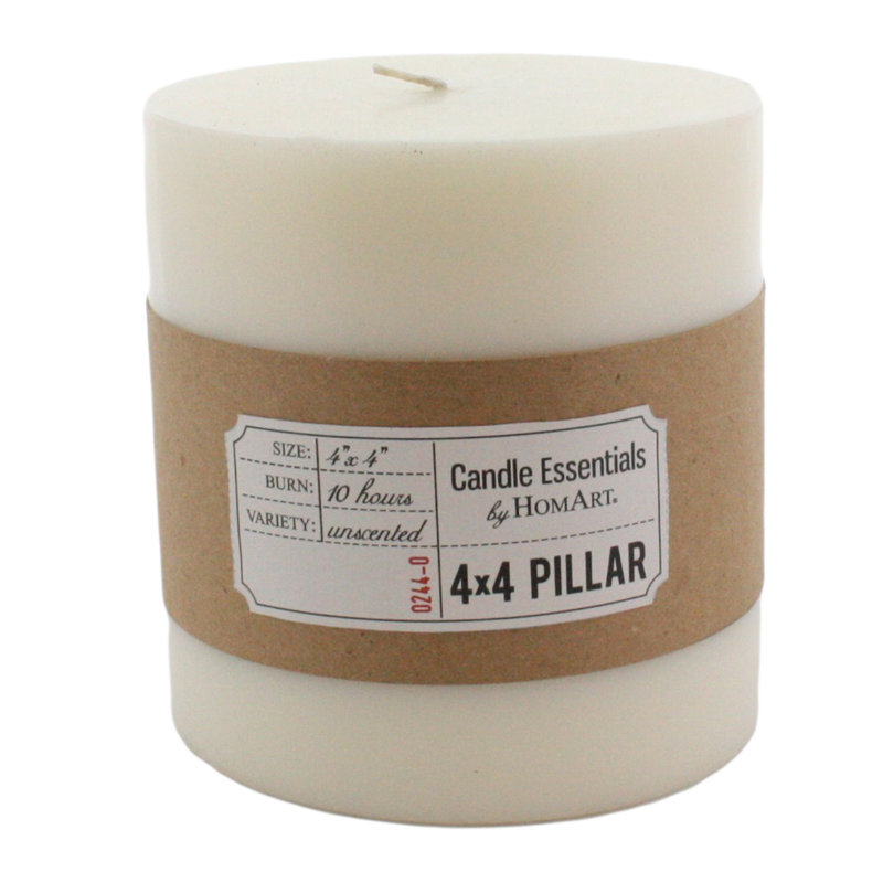 Bougie cylindrique sans parfum, H 4 po x l 4 po x P 4 po
