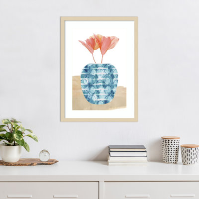 Colourful Decorative Pot II by Flora Kouta Wood Framed Wall Art Print