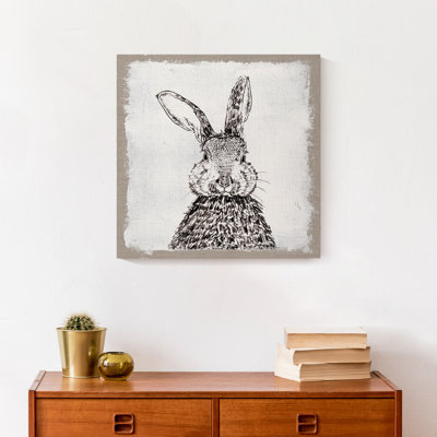 " Ink Drawing Bunny Burlap 2 "