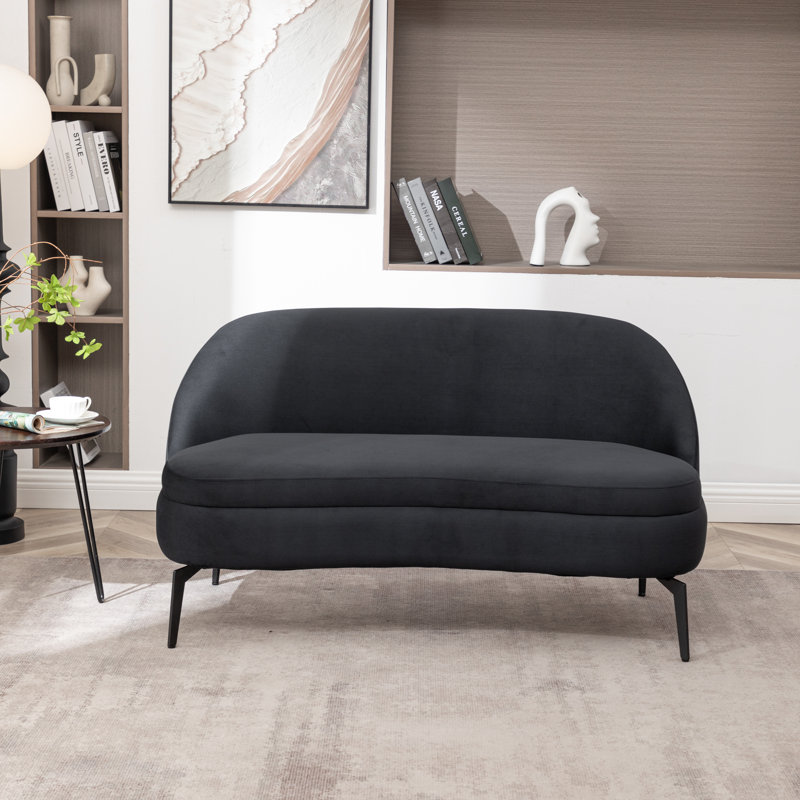 Bula Upholstered 50'' Loveseat, Black Velvet