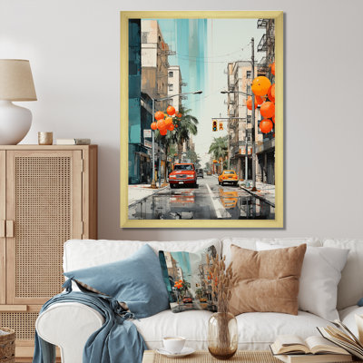 «Lenneth Orange Beige Miami Concrete Jungle», reproduction d'art sur toile
