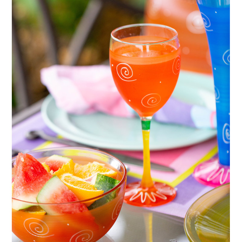 Verre à vin 11 onces Peruvian Splendor Turquoise, Orange