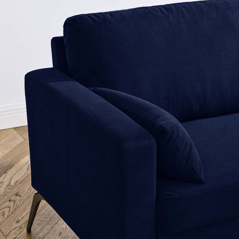 Jeconiah Upholstered 72.83'' Sofa, 33.07"H x 71.25"W x 32.48"D, Orange Corduroy