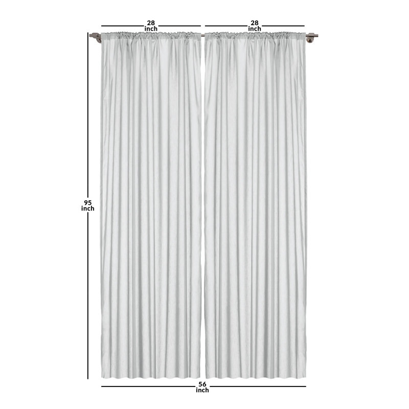 Blue and White Swirl Pattern Rod Pocket Curtain Panels, 28" x 95"