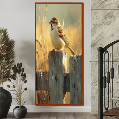 Clarkson Sparrow Bird On The Farm Fence I - Bird Framed Prints
