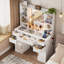 Bureau de coiffeuse avec miroir et lumières Pakasept