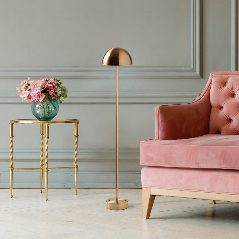 Elegant Gold Floor Lamp, Metal Body, 7.9 in Diameter x 45.3 in Height | 5W LED 3000K, 80 CRI | Rechargeable Li-ion Battery, 8 Hours Light Duration | Modern Design with On/Off Switch | Ideal for Living Room & Bedroom Decor