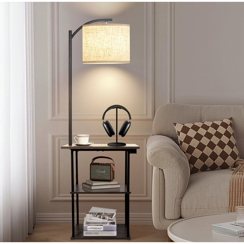Tray Table Floor Lamp with USB & Type-C &  AC Port