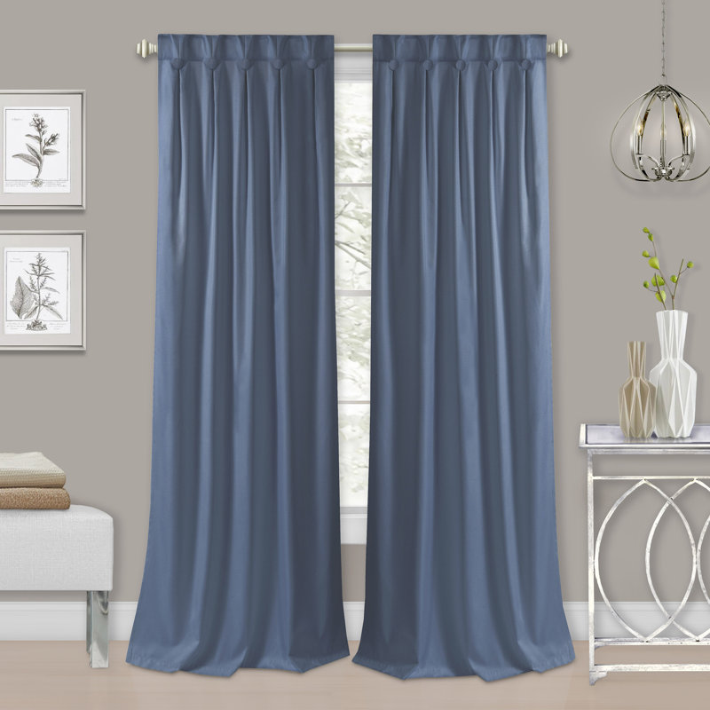 Panneau occultant plissé Grant Back Tab 34 x 63, Bleu marine