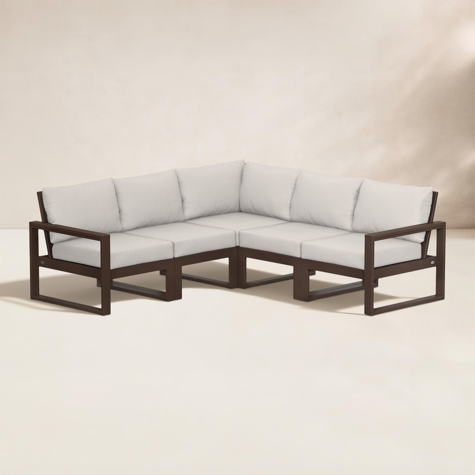 POLYWOOD® Edge 85" Patio Sectional, Grey Mist, Mahogany