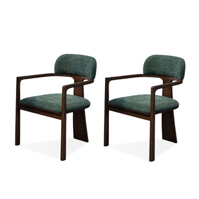 Chaise avec accoudoirs vert foncé 25,59 "(ensemble de 2)
