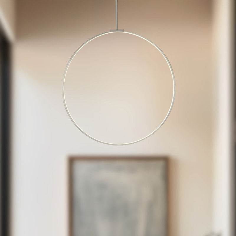 Cirque 1 - Light LED Unique/Statement Pendant, Brushed Nickel, 83.63" H x 36" W x 0.75" D