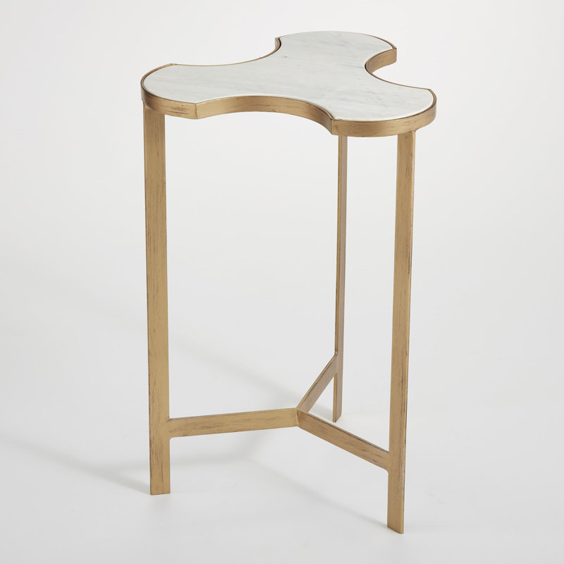 Marble Top End Table, Gold