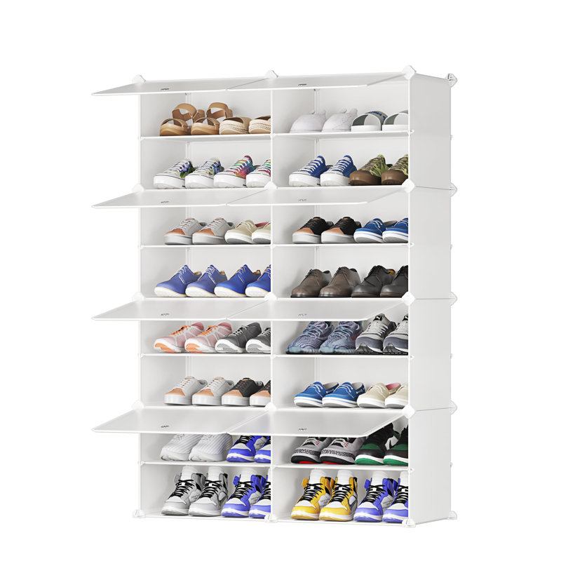 16 Pair Shoe Storage Cabinet, White