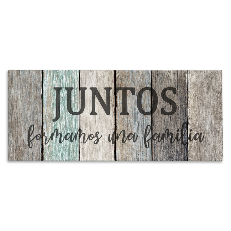 Art mural sur toile Juntos Formamos una Familia par Kim Allen, H 17 po x l 40 po