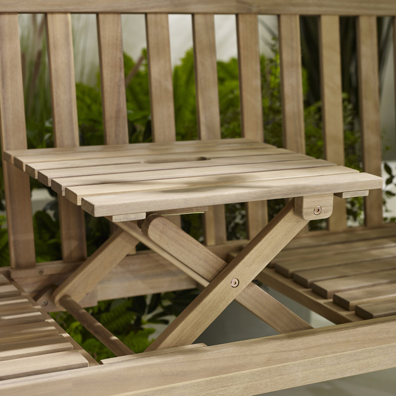 Banc à 2 places avec table encastrée Lock Garden - Bois massif pour patio rustique moderne
