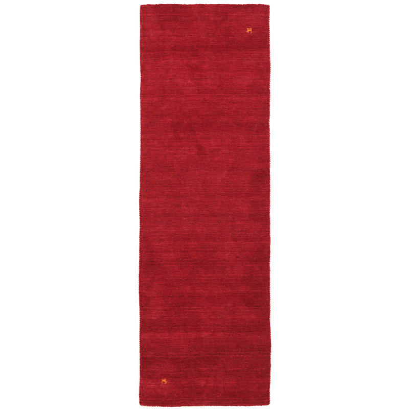 Handwoven Wool Gabbeh Uni Red Rug, Round 120cm