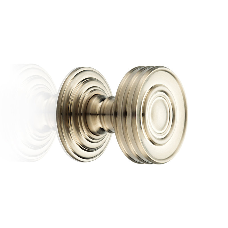 Bouton rond Bordeaux de 1 1/4 po de diamètre, Nickel brossé, H 1,5 po x l 1,48 po x P 1,48 po