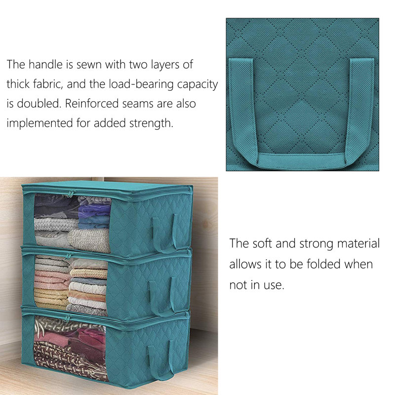 Ensemble de boîtes de rangement en tissu, Bleu