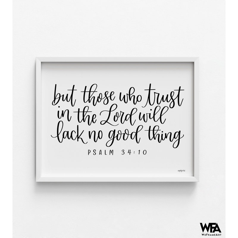 «Trust In The Lord», impression d'affiche de psaume 34:10, très grande entrée murale, impression de décor de petit salon
